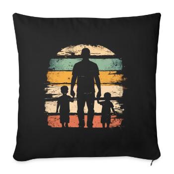 Father's Day father with two sons retro vintage - Sofa pillowcase 17,3'' x 17,3'' (45 x 45 cm) - black - Front