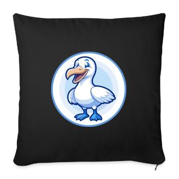 Albatross Blue Kawaii Cartoon Character Clipart - Sofa pillowcase 17,3'' x 17,3'' (45 x 45 cm) - black - Front