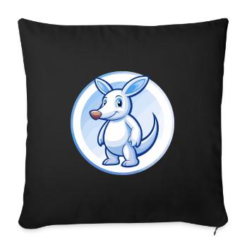 Aardvark Bleu Kawaii Dessin Animé Personnage Clipart Animal de compagnie - Housse de coussin décorative 45 x 45 cm - noir - Devant