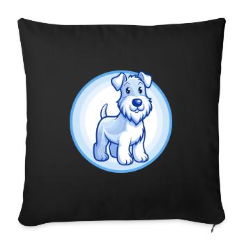 Airedale Terrier Chien Bleu Kawaii Personnage de dessin animé - Housse de coussin décorative 45 x 45 cm - noir - Devant