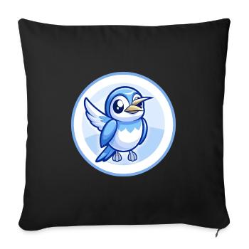 Bee Eater Blue Kawaii Cartoon Character Clipart - Sofa pillowcase 17,3'' x 17,3'' (45 x 45 cm) - black - Front