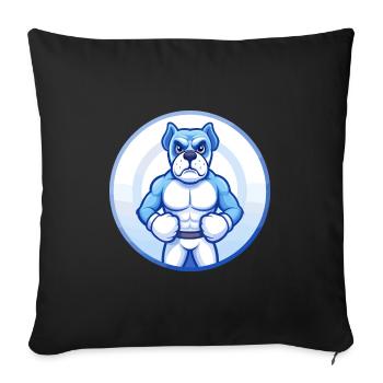 Boxer Hund Blau Kawaii Cartoon Figur Clipart - Sofakissenbezug 45 x 45 cm - Schwarz - Vorne