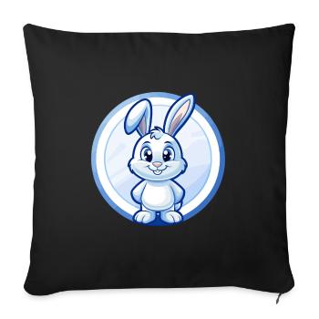 Lapin Bleu Kawaii Dessin Animé Personnage Clipart Animal de compagnie - Housse de coussin décorative 45 x 45 cm - noir - Devant
