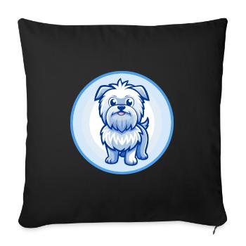 Affenpinscher chien bleu kawaii personnage de dessin animé - Housse de coussin décorative 45 x 45 cm - noir - Devant