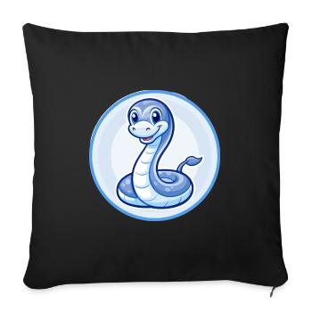 Anaconda Blue Kawaii Cartoon Character Clipart Pet - Sofa pillowcase 17,3'' x 17,3'' (45 x 45 cm) - black - Front