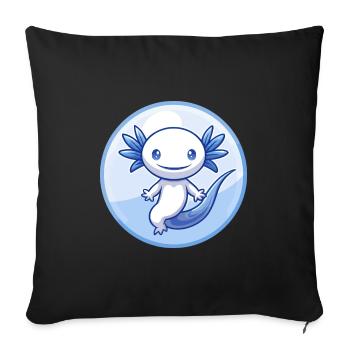 axolotl bleu kawaii dessin animé personnage clipart animal de compagnie - Housse de coussin décorative 45 x 45 cm - noir - Devant