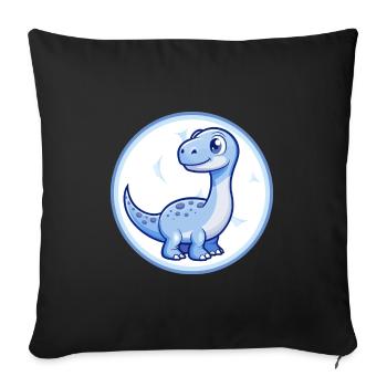 Dinosaur Blue Kawaii Cartoon Character Clipart Pet - Sofa pillowcase 17,3'' x 17,3'' (45 x 45 cm) - black - Front