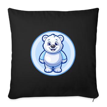 ours bleu kawaii dessin animé personnage clipart animal de compagnie - Housse de coussin décorative 45 x 45 cm - noir - Devant