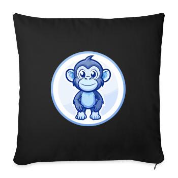 Bonobo Blue Kawaii Cartoon Character Clipart Pet - Sofa pillowcase 17,3'' x 17,3'' (45 x 45 cm) - black - Front