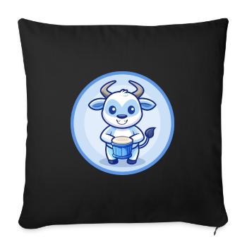 Bongo Bleu Kawaii Dessin Animé Personnage Clipart Animal de compagnie - Housse de coussin décorative 45 x 45 cm - noir - Devant