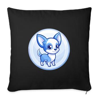 Chihuahua Dog Blue Cute Kawaii Cartoon Clipart Pet - Sofa pillowcase 17,3'' x 17,3'' (45 x 45 cm) - black - Front