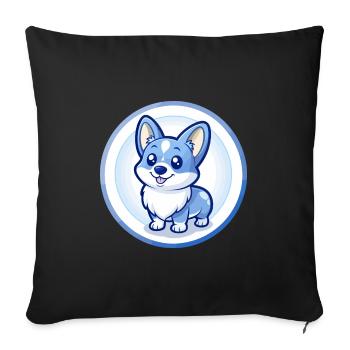 Corgi Dog Blue Kawaii Cartoon Character Clipart - Sofa pillowcase 17,3'' x 17,3'' (45 x 45 cm) - black - Front