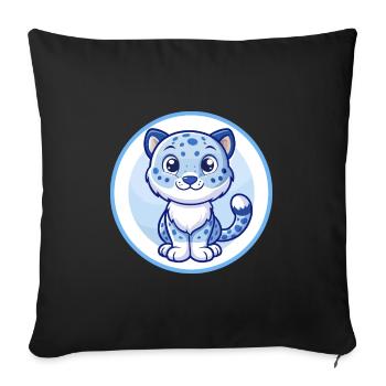 Amur Leopard Blue Kawaii Cartoon Character Clipart - Sofa pillowcase 17,3'' x 17,3'' (45 x 45 cm) - black - Front