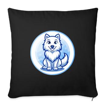Arctic Wolf Blue Kawaii Cartoon Character Clipart - Sofa pillowcase 17,3'' x 17,3'' (45 x 45 cm) - black - Front