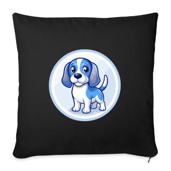 Beagle Dog Blue Kawaii Cartoon Character Clipart - Sofa pillowcase 17,3'' x 17,3'' (45 x 45 cm) - black - Front