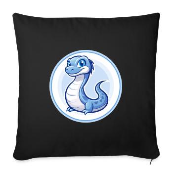 Basilisk Blue Kawaii Cartoon Character Clipart Pet - Sofa pillowcase 17,3'' x 17,3'' (45 x 45 cm) - black - Front