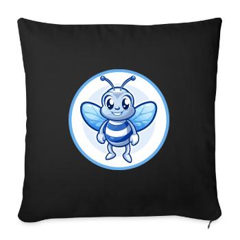 Bee Blue Cute Kawaii Cartoon Character Clipart Pet - Sofa pillowcase 17,3'' x 17,3'' (45 x 45 cm) - black - Front
