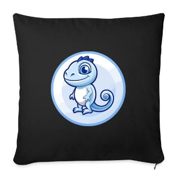 Chameleon Blue Kawaii Cartoon Character Clipart - Sofa pillowcase 17,3'' x 17,3'' (45 x 45 cm) - black - Front
