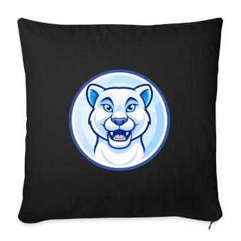 Cougar Bleu Kawaii Dessin Animé Personnage Clipart Animal de compagnie - Housse de coussin décorative 45 x 45 cm - noir - Devant