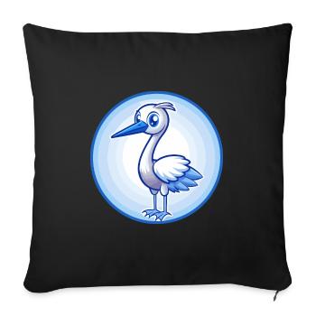 Crane Blue Kawaii Cartoon Character Clipart Pet - Sofa pillowcase 17,3'' x 17,3'' (45 x 45 cm) - black - Front