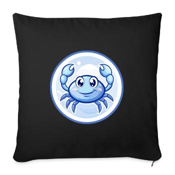 Crab Blue Kawaii Cartoon Character Clipart Pet - Sofa pillowcase 17,3'' x 17,3'' (45 x 45 cm) - black - Front