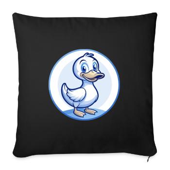Canard Bleu Kawaii Dessin Animé Personnage Clipart Animal de compagnie - Housse de coussin décorative 45 x 45 cm - noir - Devant