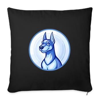 Dobermann chien bleu mignon kawaii dessin animé clipart animal de compagnie - Housse de coussin décorative 45 x 45 cm - noir - Devant
