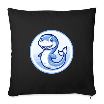Eel Blue Cute Kawaii Cartoon Character Clipart Pet - Sofa pillowcase 17,3'' x 17,3'' (45 x 45 cm) - black - Front