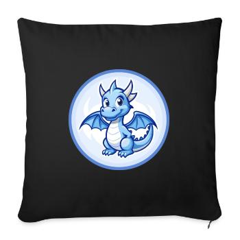 Dragon Blue Kawaii Cartoon Character Clipart Pet - Sofa pillowcase 17,3'' x 17,3'' (45 x 45 cm) - black - Front