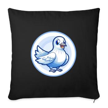 Colombe Bleu Kawaii Dessin Animé Personnage Clipart Animal de compagnie - Housse de coussin décorative 45 x 45 cm - noir - Devant