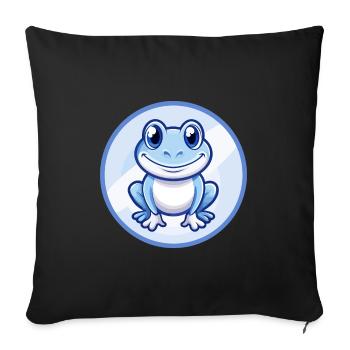 Frog Blue Kawaii Cartoon Character Clipart Pet - Sofa pillowcase 17,3'' x 17,3'' (45 x 45 cm) - black - Front
