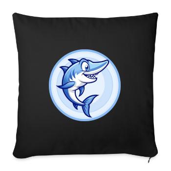 Barracuda Blue Kawaii Dessin animé Personnage Clipart - Housse de coussin décorative 45 x 45 cm - noir - Devant