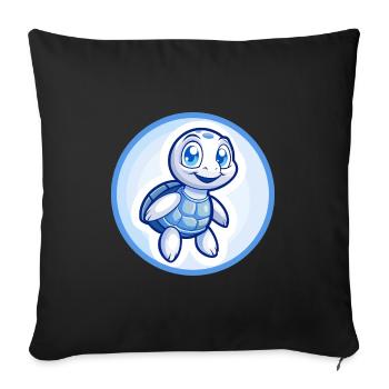 Turtle Blue Kawaii Cartoon Character Clipart Pet - Sofa pillowcase 17,3'' x 17,3'' (45 x 45 cm) - black - Front