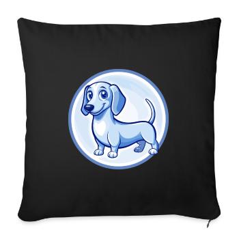 Dachshund Dog Blue Cute Kawaii Cartoon Clipart Pet - Sofa pillowcase 17,3'' x 17,3'' (45 x 45 cm) - black - Front