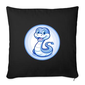Snake Blue Kawaii Cartoon Character Clipart Pet - Sofa pillowcase 17,3'' x 17,3'' (45 x 45 cm) - black - Front