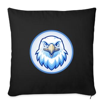 aigle bleu kawaii dessin animé personnage clipart animal de compagnie - Housse de coussin décorative 45 x 45 cm - noir - Devant