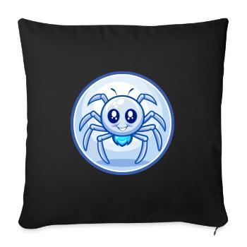araignée bleu kawaii dessin animé personnage clipart animal de compagnie - Housse de coussin décorative 45 x 45 cm - noir - Devant