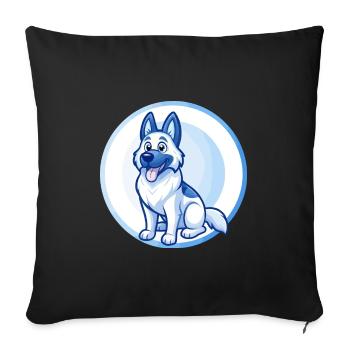 German Shepherd Dog Blue Kawaii Cartoon Character - Sofa pillowcase 17,3'' x 17,3'' (45 x 45 cm) - black - Front