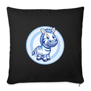 Zebra Blue Kawaii Cartoon Character Clipart Pet - Sofa pillowcase 17,3'' x 17,3'' (45 x 45 cm) - black - Front