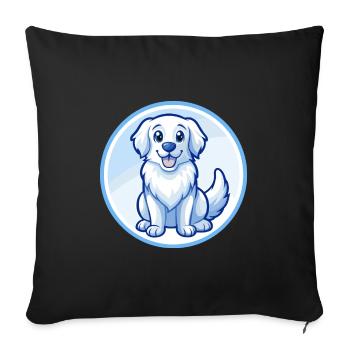 Golden Retriever Dog Blue Kawaii Cartoon Character - Sofa pillowcase 17,3'' x 17,3'' (45 x 45 cm) - black - Front