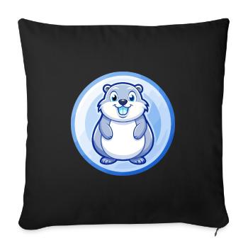 Gopher Blau Kawaii Cartoon Figur Clipart Haustier - Sofakissenbezug 45 x 45 cm - Schwarz - Vorne