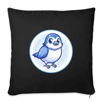 Sparrow Blue Kawaii Cartoon Character Clipart Pet - Sofa pillowcase 17,3'' x 17,3'' (45 x 45 cm) - black - Front