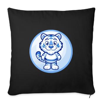 Tiger Blau Kawaii Cartoon Figur Clipart Haustier - Sofakissenbezug 45 x 45 cm - Schwarz - Vorne