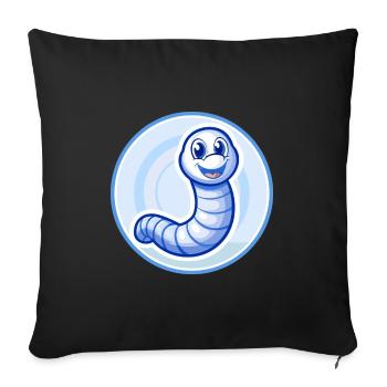 Ver de terre bleu kawaii dessin animé Personnage Clipart - Housse de coussin décorative 45 x 45 cm - noir - Devant