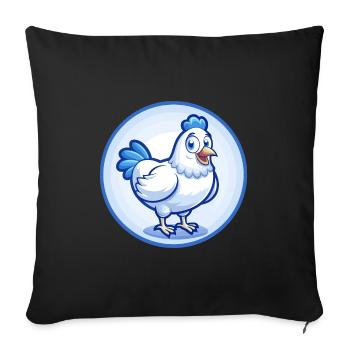 Poule Bleu Mignon Kawaii Dessin Animé Personnage Clipart Animal de compagnie - Housse de coussin décorative 45 x 45 cm - noir - Devant