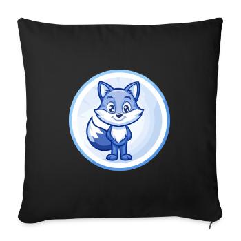Renard Bleu Mignon Kawaii Dessin Animé Personnage Clipart Animal de compagnie - Housse de coussin décorative 45 x 45 cm - noir - Devant