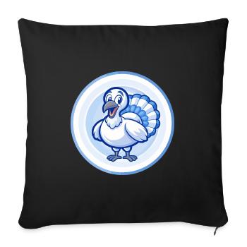 Turquie Bleu Kawaii Dessin Animé Personnage Clipart Animal de compagnie - Housse de coussin décorative 45 x 45 cm - noir - Devant