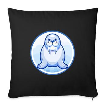 Walrus Blue Kawaii Cartoon Character Clipart Pet - Sofa pillowcase 17,3'' x 17,3'' (45 x 45 cm) - black - Front