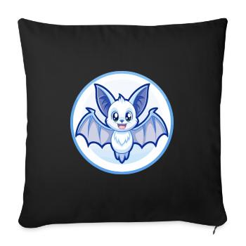 Bat Blue Cute Kawaii Cartoon Character Clipart Pet - Sofa pillowcase 17,3'' x 17,3'' (45 x 45 cm) - black - Front
