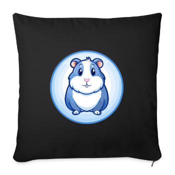 Cochon d’Inde Bleu Kawaii Dessin animé Personnage Clipart - Housse de coussin décorative 45 x 45 cm - noir - Devant